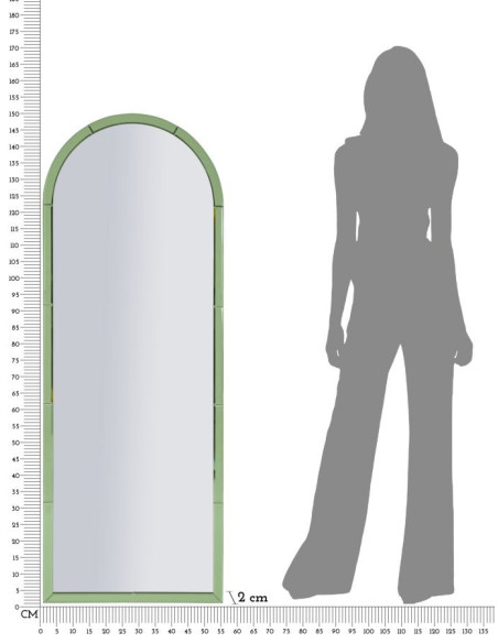 Grand Miroir mural oriental chic Arrondi 55x150 Bois MDF Vert Baku 