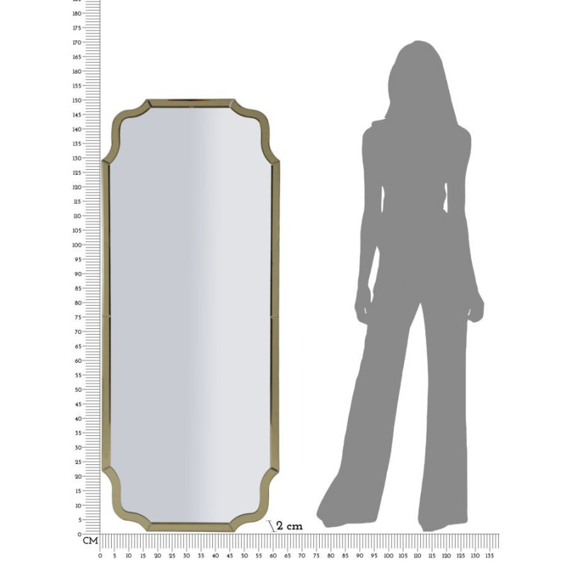 Grand Miroir mural oriental chic Rectangulaire 60x150 Bois MDF Doré Istanbul 