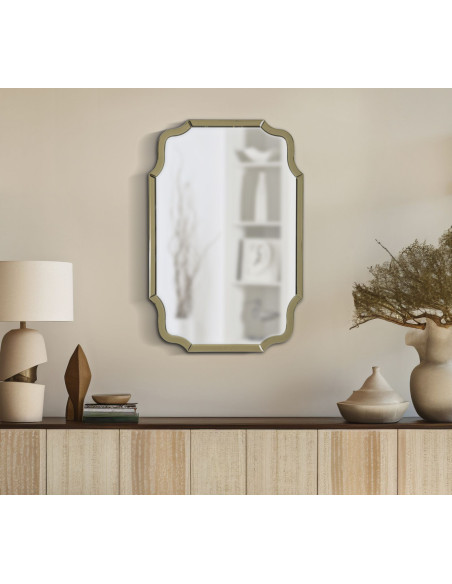 Grand Miroir mural oriental chic Rectangulaire 60x90 Bois MDF Doré Istanbul 