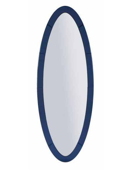 Grand Miroir mural oriental chic Ovale 55x150 Bois MDF Bleu Amman 