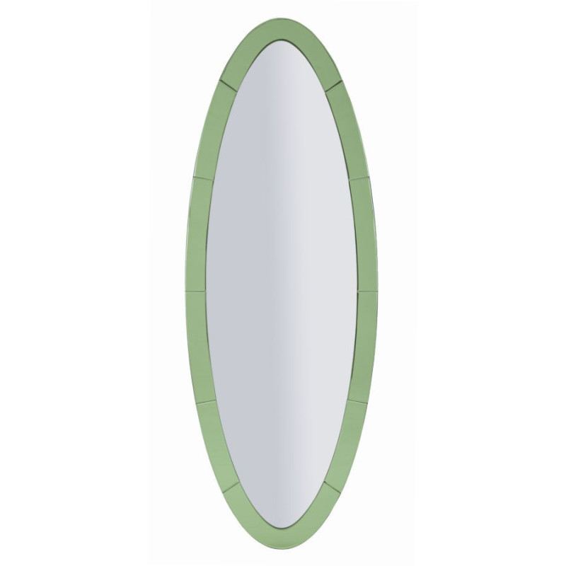 Grand Miroir mural oriental chic Ovale 55x150 Bois MDF Vert Amman 