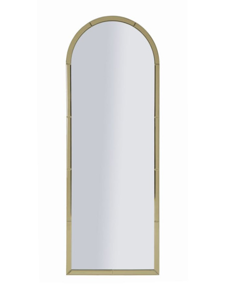 Grand Miroir mural oriental chic Arrondi 55x150 Bois MDF Doré Baku 