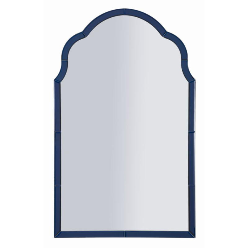 Grand Miroir mural oriental chic Arc 62x100 Bois MDF Bleu Tangeri 