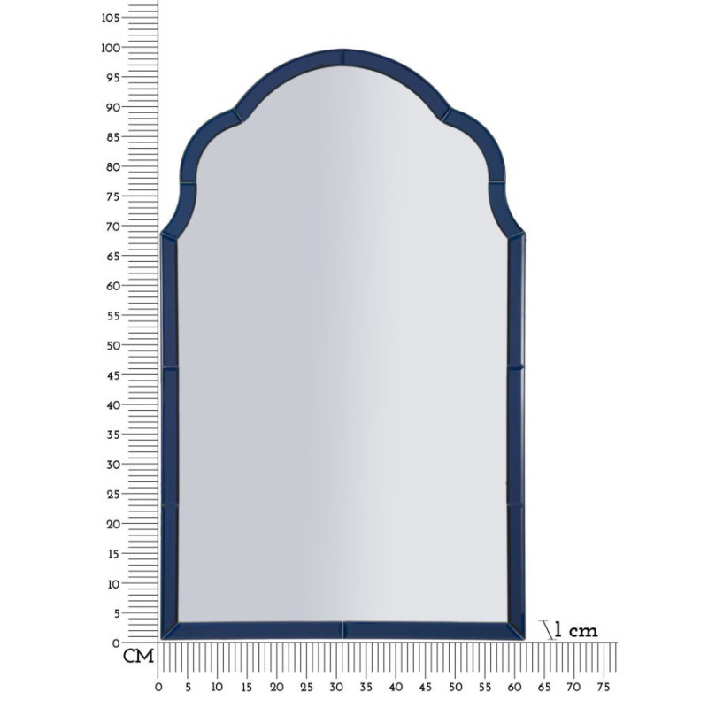 Grand Miroir mural oriental chic Arc 62x100 Bois MDF Bleu Tangeri 