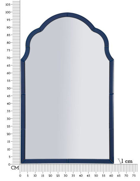 Grand Miroir mural oriental chic Arc 62x100 Bois MDF Bleu Tangeri 