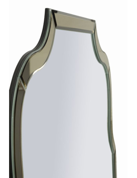 Grand Miroir mural oriental chic Arc 85x100 Bois MDF Doré Ankara 