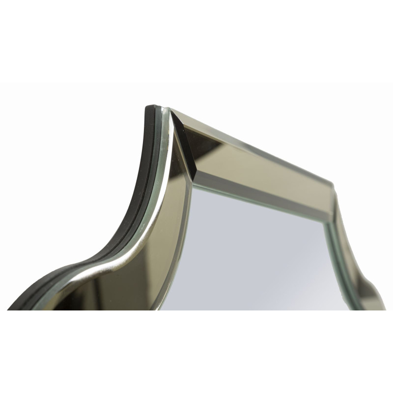 Grand Miroir mural oriental chic Arc 85x100 Bois MDF Doré Ankara 