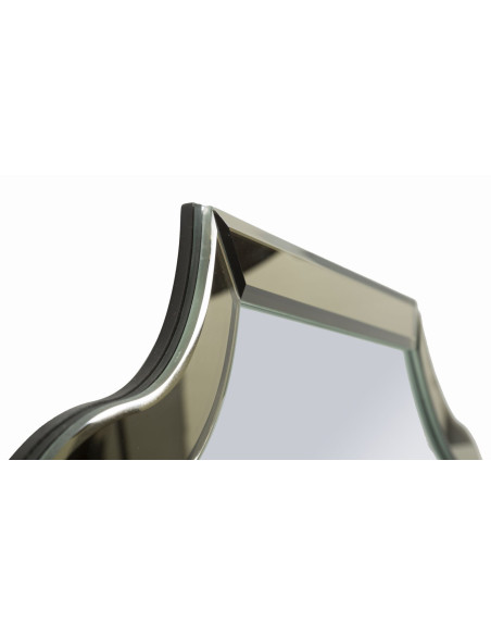 Grand Miroir mural oriental chic Arc 85x100 Bois MDF Doré Ankara 