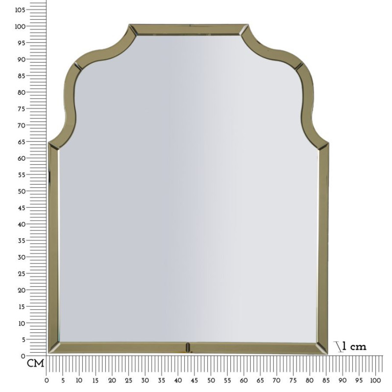 Grand Miroir mural oriental chic Arc 85x100 Bois MDF Doré Ankara 