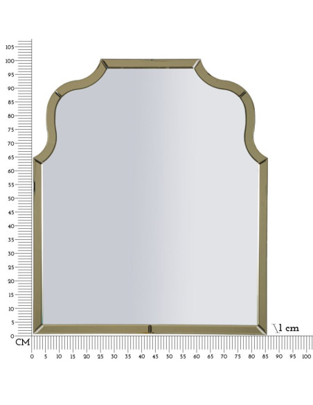 Grand Miroir mural oriental chic Arc 85x100 Bois MDF Doré Ankara 