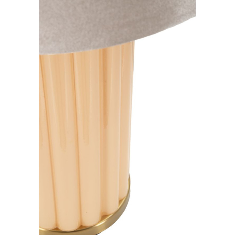 Grande Lampe à poser moderne chic Hauteur 69 cm Verre Beige rosé Tissu Beige Métal Doré Perly 