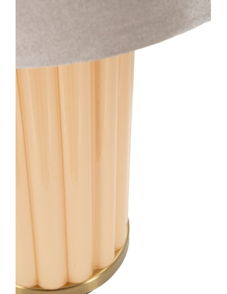 Grande Lampe à poser moderne chic Hauteur 69 cm Verre Beige rosé Tissu Beige Métal Doré Perly 