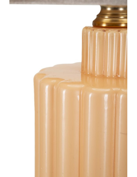 Grande Lampe à poser moderne chic Hauteur 69 cm Verre Beige rosé Tissu Beige Métal Doré Perly 