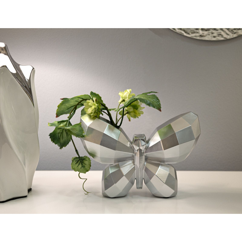 Vase moderne chic Papillon Résine Argenté Butterfly 