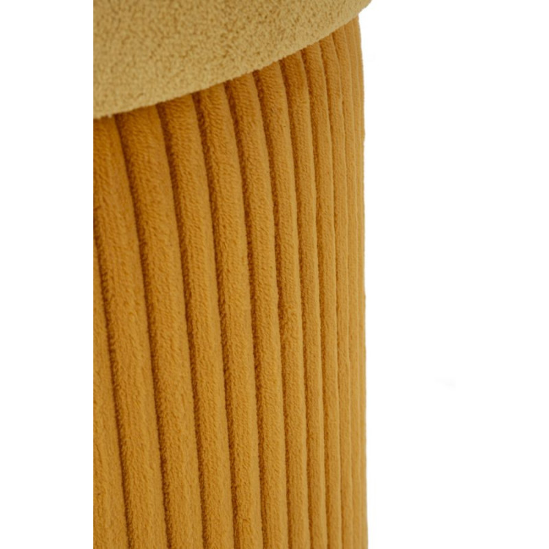 Pouf style art déco Rond avec coffre de rangement Velours côtelé Jaune moutarde MDF Aspen (Lot de 2) 