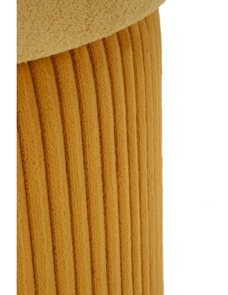 Pouf style art déco Rond avec coffre de rangement Velours côtelé Jaune moutarde MDF Aspen (Lot de 2) 