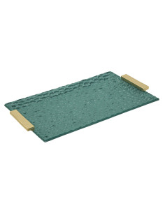 Vide poche déco moderne chic Rectangulaire 34 cm Résine Vert Doré Grent 