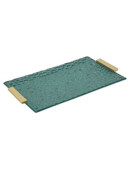 Vide poche déco moderne chic Rectangulaire 34 cm Résine Vert Doré Grent 