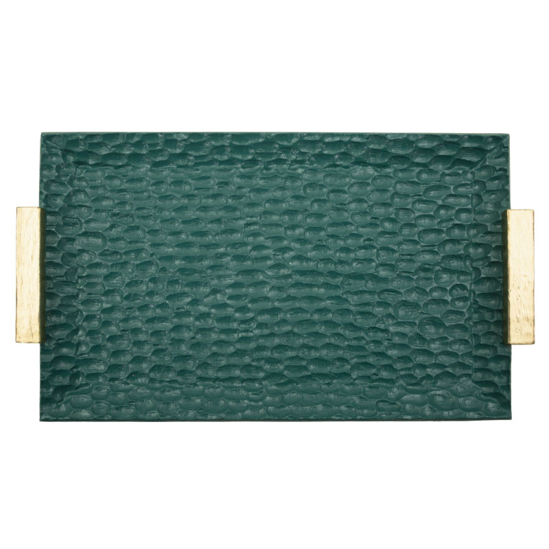 Vide poche déco moderne chic Rectangulaire 34 cm Résine Vert Doré Grent 