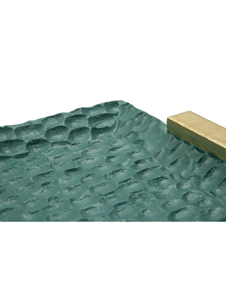 Vide poche déco moderne chic Rectangulaire 34 cm Résine Vert Doré Grent 