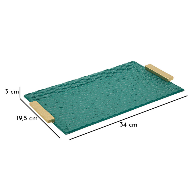 Vide poche déco moderne chic Rectangulaire 34 cm Résine Vert Doré Grent 