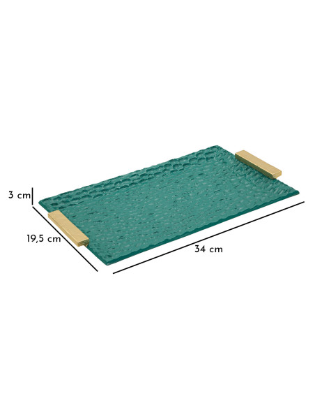 Vide poche déco moderne chic Rectangulaire 34 cm Résine Vert Doré Grent 