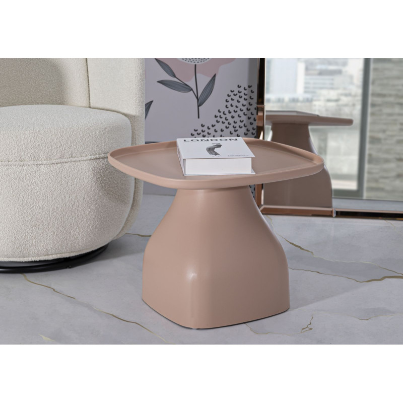 Table d'appoint moderne Carrée Hauteur 38 cm Polypropylène Rose Gia 