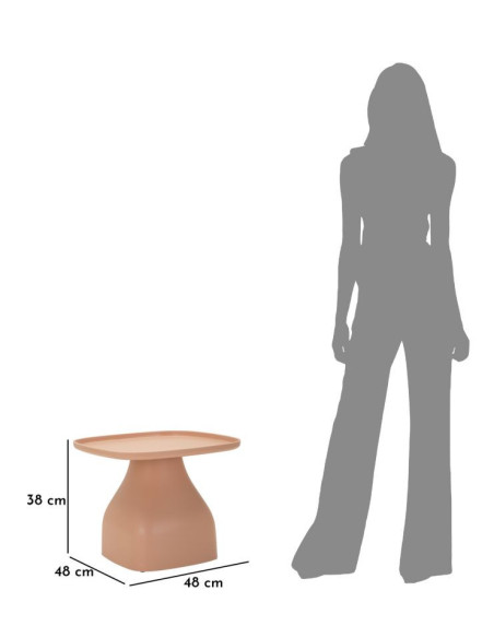 Table d'appoint moderne Carrée Hauteur 38 cm Polypropylène Rose Gia 