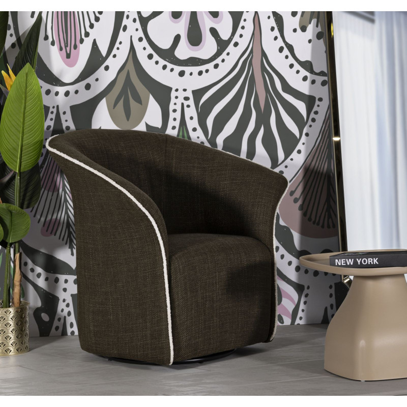 Fauteuil pivotant moderne chic Tissu Vert Blanc Siena 