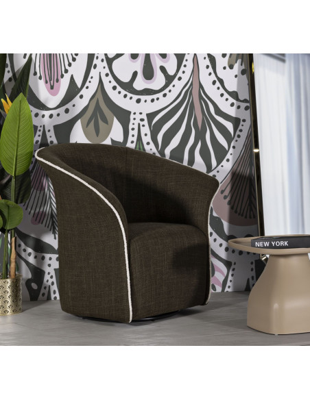 Fauteuil pivotant moderne chic Tissu Vert Blanc Siena 