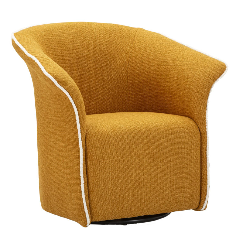 Fauteuil pivotant moderne chic Tissu Jaune moutarde Blanc Siena 