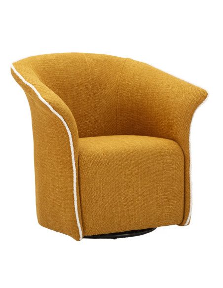 Fauteuil pivotant moderne chic Tissu Jaune moutarde Blanc Siena 