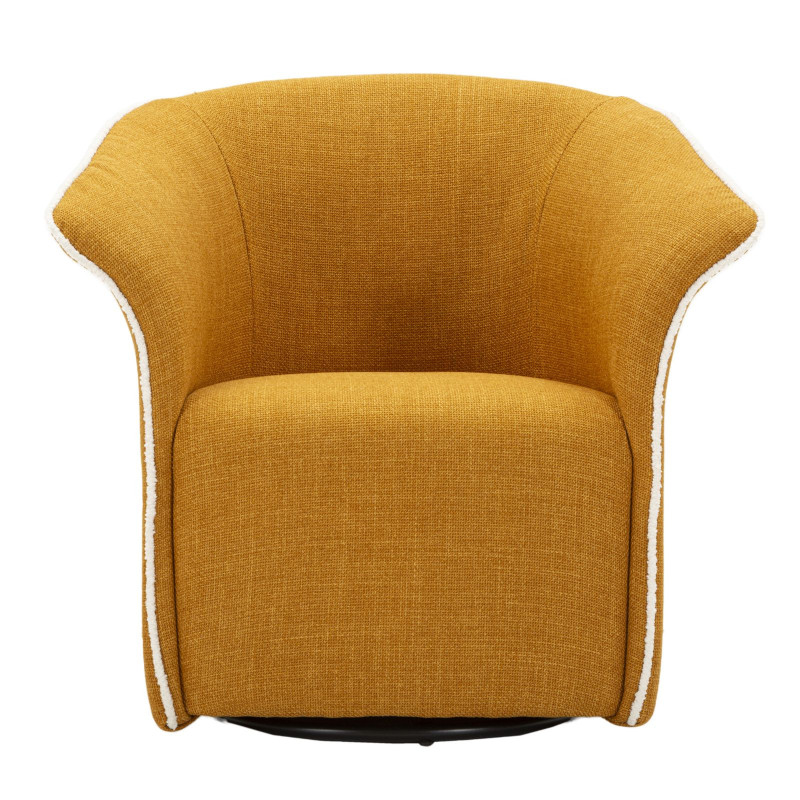 Fauteuil pivotant moderne chic Tissu Jaune moutarde Blanc Siena 