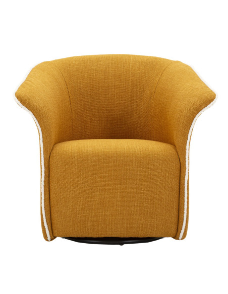 Fauteuil pivotant moderne chic Tissu Jaune moutarde Blanc Siena 