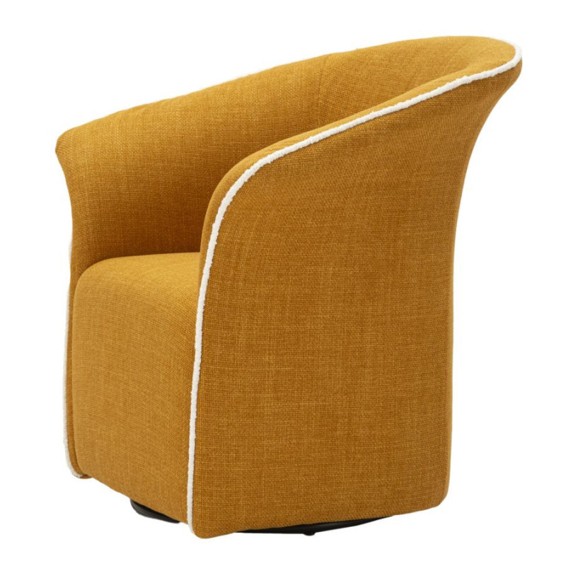 Fauteuil pivotant moderne chic Tissu Jaune moutarde Blanc Siena 