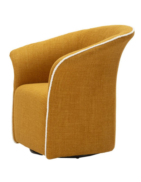 Fauteuil pivotant moderne chic Tissu Jaune moutarde Blanc Siena 