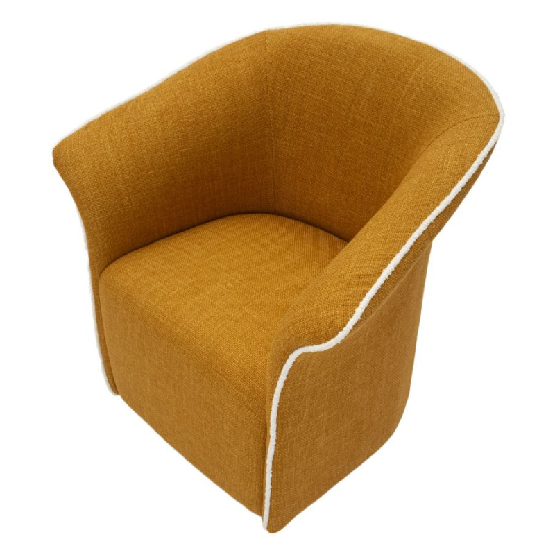 Fauteuil pivotant moderne chic Tissu Jaune moutarde Blanc Siena 