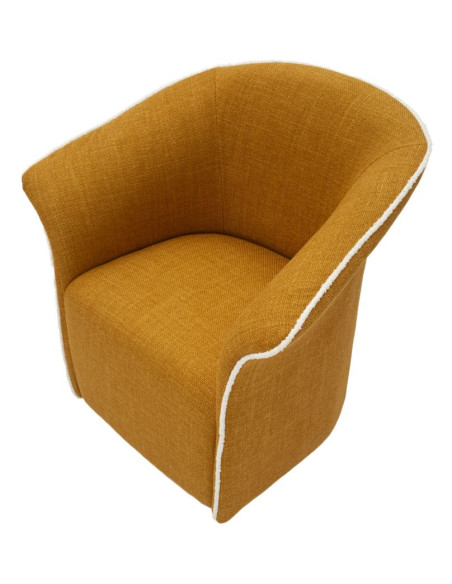 Fauteuil pivotant moderne chic Tissu Jaune moutarde Blanc Siena 