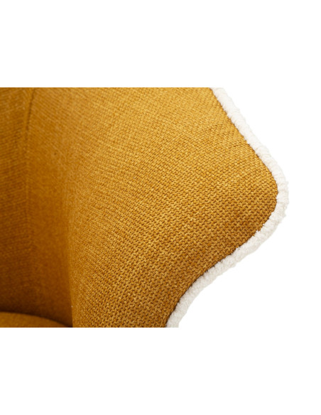 Fauteuil pivotant moderne chic Tissu Jaune moutarde Blanc Siena 