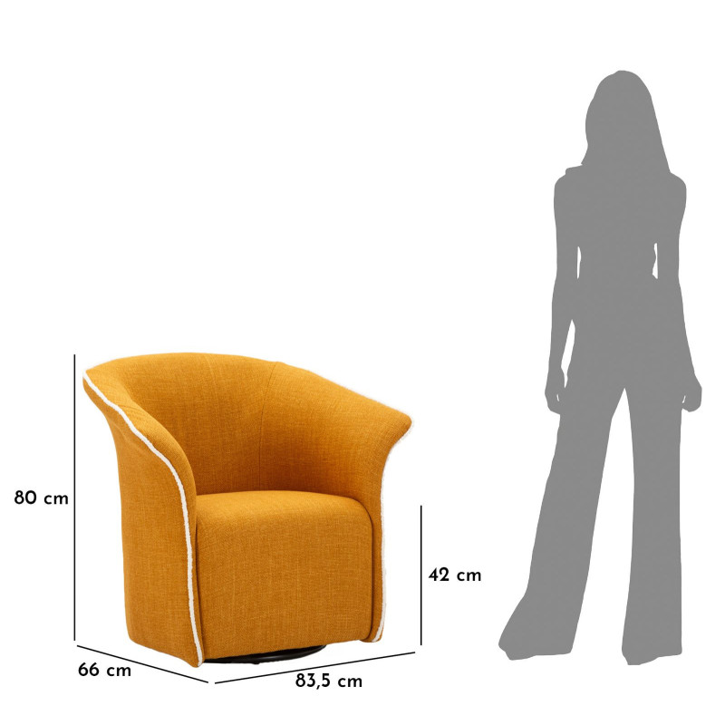 Fauteuil pivotant moderne chic Tissu Jaune moutarde Blanc Siena 