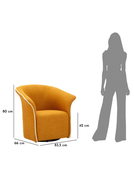 Fauteuil pivotant moderne chic Tissu Jaune moutarde Blanc Siena 