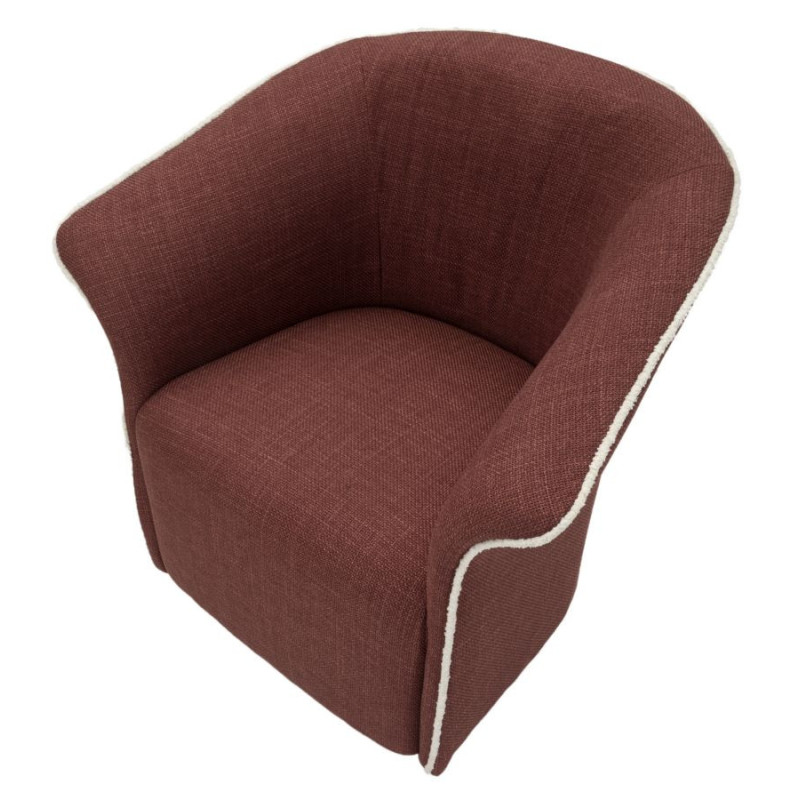 Fauteuil pivotant moderne chic Tissu Rouge bordeaux Blanc Siena 
