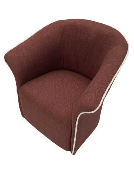 Fauteuil pivotant moderne chic Tissu Rouge bordeaux Blanc Siena 