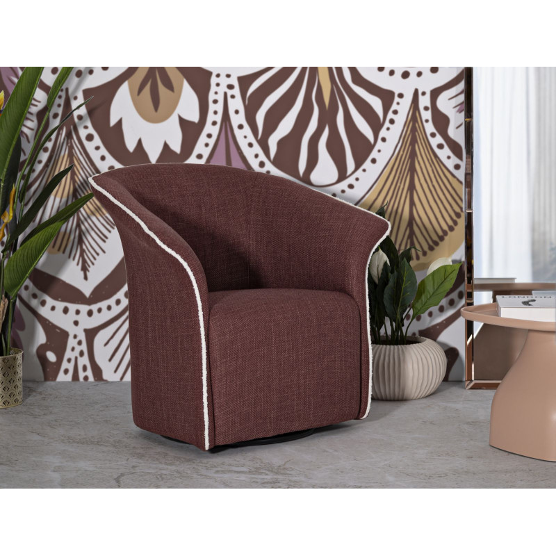 Fauteuil pivotant moderne chic Tissu Rouge bordeaux Blanc Siena 