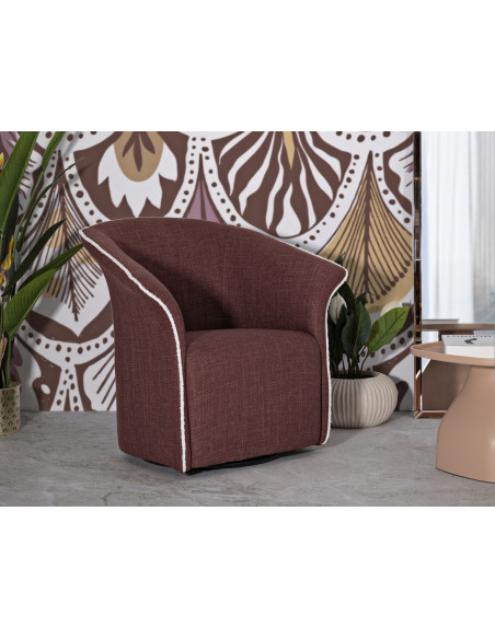 Fauteuil pivotant moderne chic Tissu Rouge bordeaux Blanc Siena 