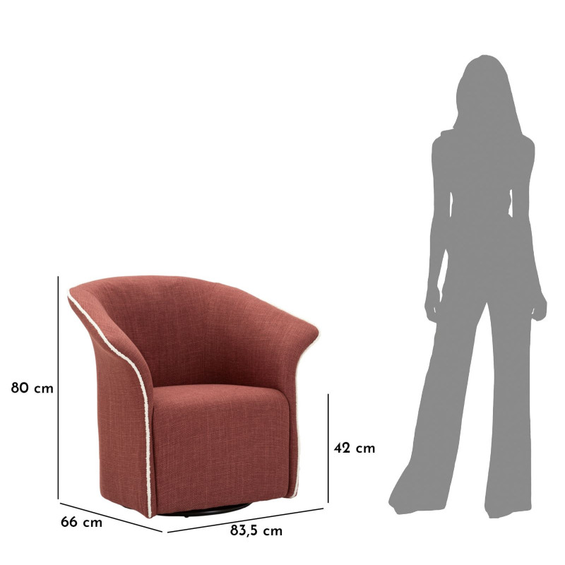 Fauteuil pivotant moderne chic Tissu Rouge bordeaux Blanc Siena 