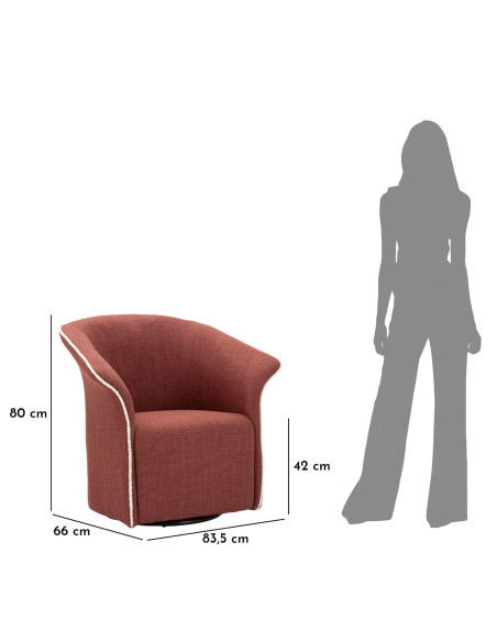 Fauteuil pivotant moderne chic Tissu Rouge bordeaux Blanc Siena 