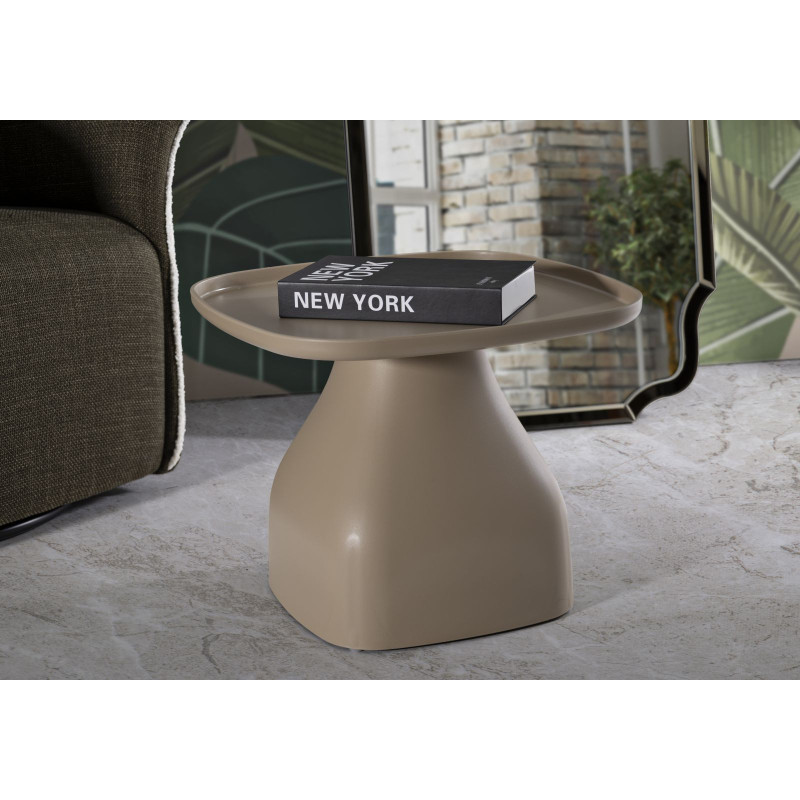 Table d'appoint moderne Carrée Hauteur 38 cm Polypropylène Beige Gia 