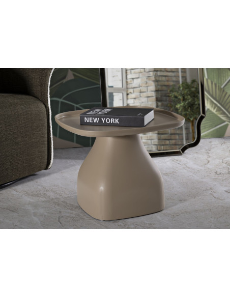 Table d'appoint moderne Carrée Hauteur 38 cm Polypropylène Beige Gia 