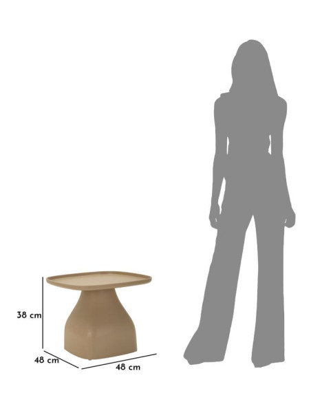 Table d'appoint moderne Carrée Hauteur 38 cm Polypropylène Beige Gia 
